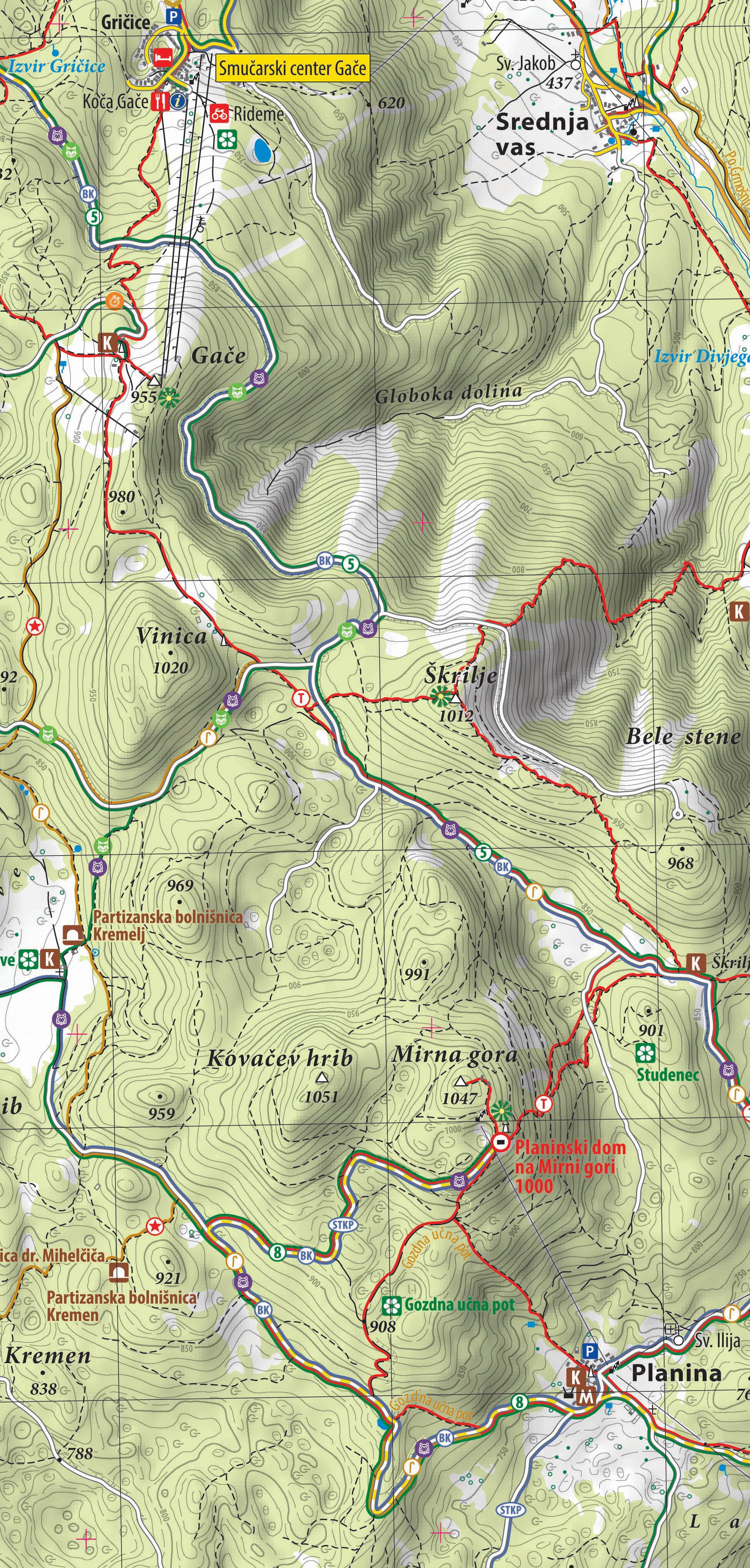 Planinska karta Semič z okolico